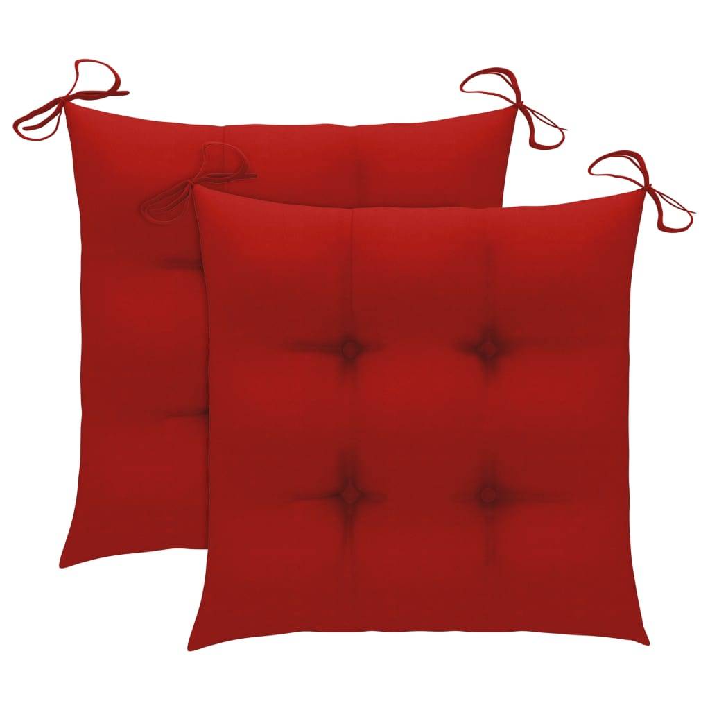 Maison Chic - Lot de 2 Chaises de jardin et coussins - Chaises d'extérieur - Fauteuils de jardin rouge Bois teck massif - Image 7