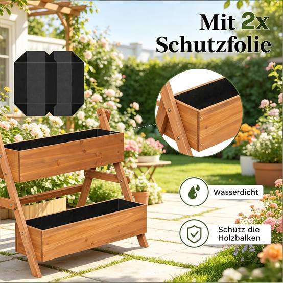 Jardinière surélevée 3 niveaux bois extérieur culture herbes et légumes 80x62x68cm marron - ComfortXL Outdoor Living - Image 5
