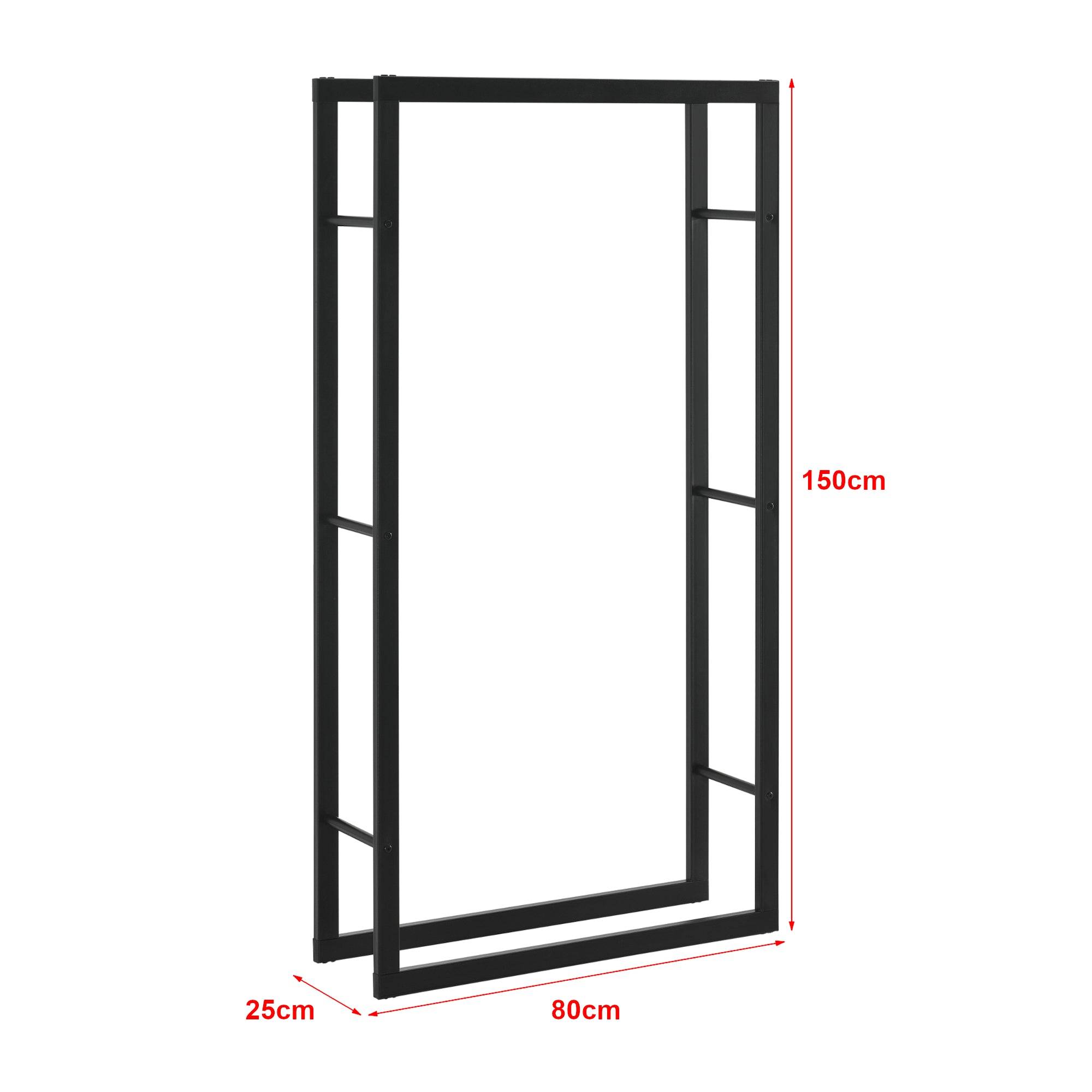 Helloshop26 - Range-bûches pour usage intérieur extérieur porte-bûches design support rangement bois de chauffage en acier 80 x 25 x 150 cm noir - Image 2