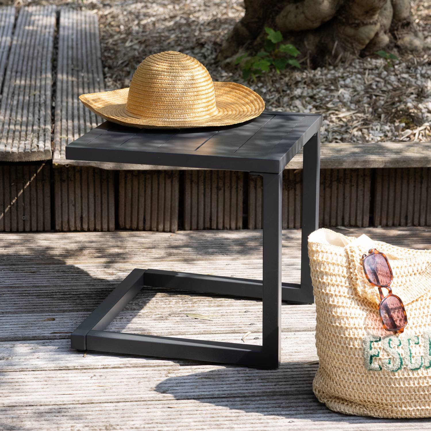 Happy Garden - Table d'appoint BARBADOS en aluminium gris anthracite - HAPPY GARDEN - Image 2