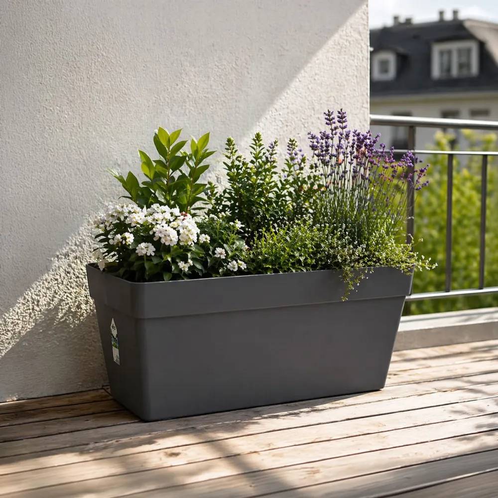 Elho - Lot de 2Jardinières 70 cm Elho® - Gris - Réservoir intégré - Image 1
