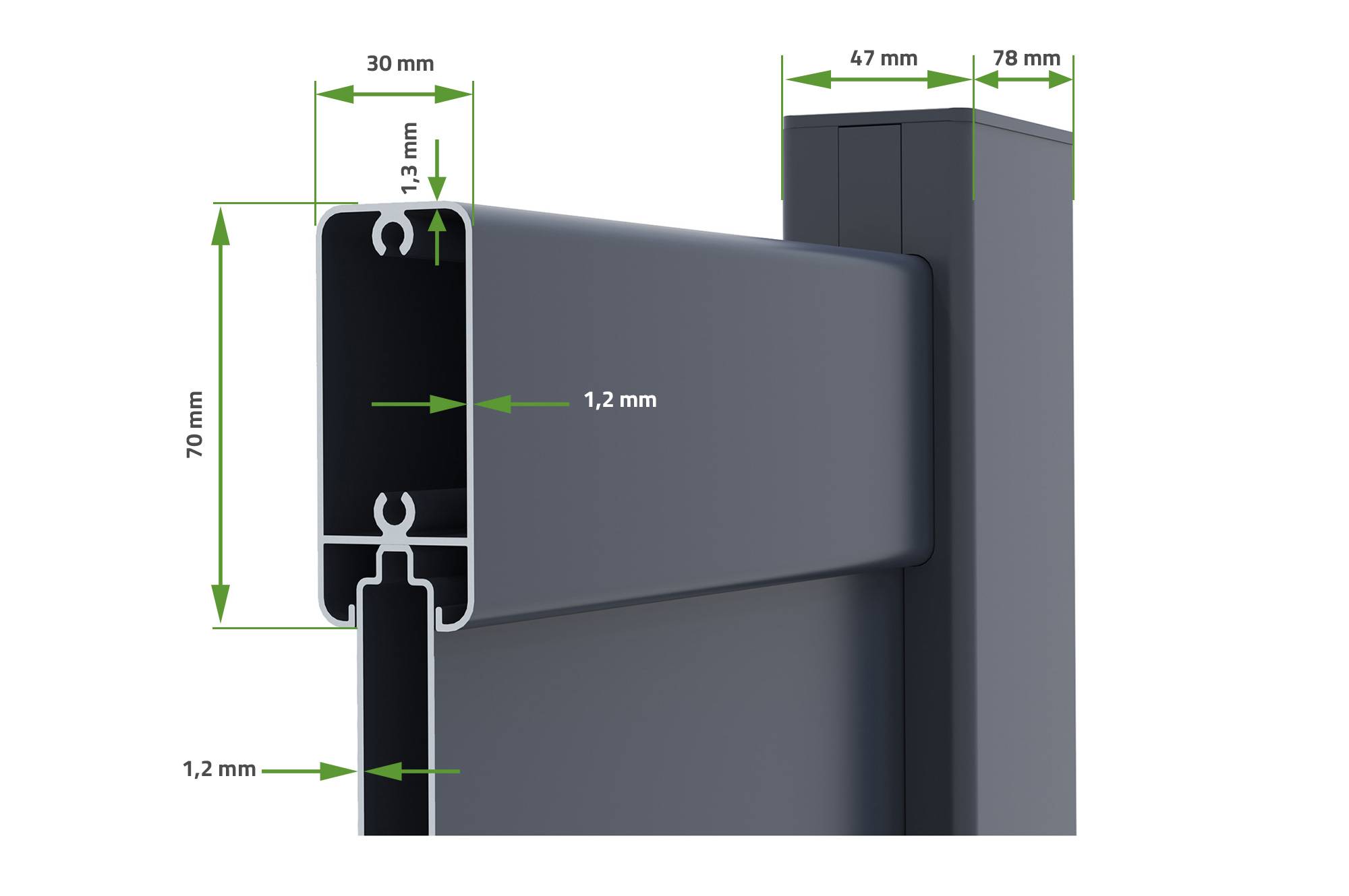 Casanoov Portail battant 3 m VELETA H.140 cm + Portillon 1m VELETA H.140 cm aluminium gris - Image 7