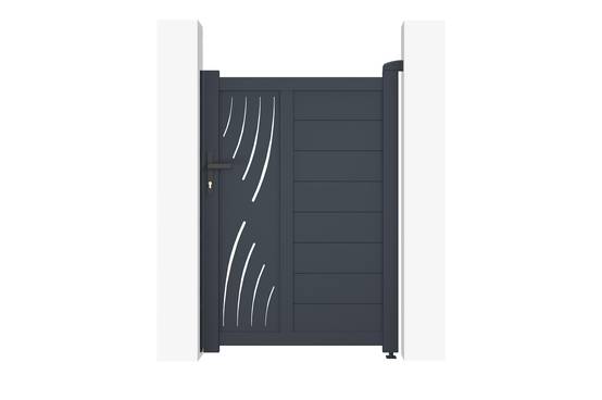 Casanoov Portail battant 3 m VELETA H.140 cm + Portillon 1m VELETA H.140 cm aluminium gris - Image 4