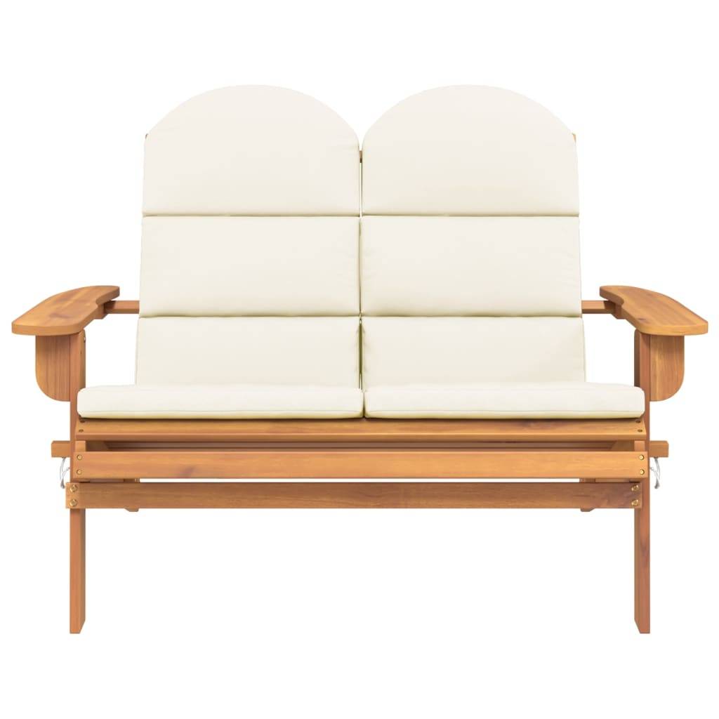 Helloshop26 - Banc de jardin meuble de patio d'extérieur terrasse adirondack et coussins 126 cm bois massif acacia - Image 2