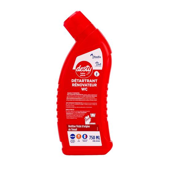 Desty Détartrant renovateur WC Flacon de 750ml - Lot de 36 - Elcopharma