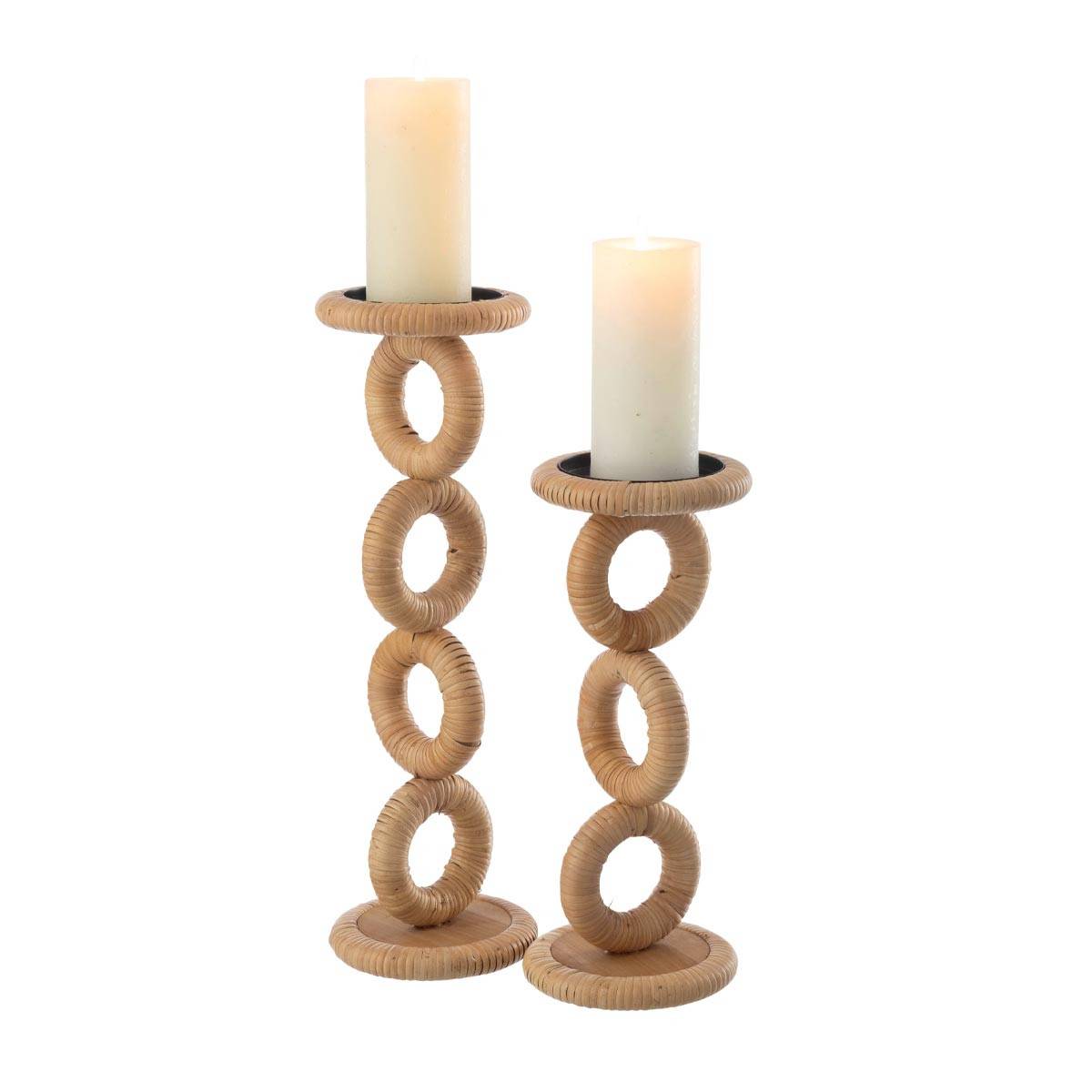 J-Line - Bougeoir en Rotin "Ring" 45cm Naturel - Image 4