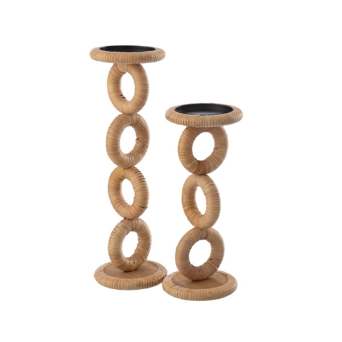 J-Line - Bougeoir en Rotin "Ring" 45cm Naturel - Image 3
