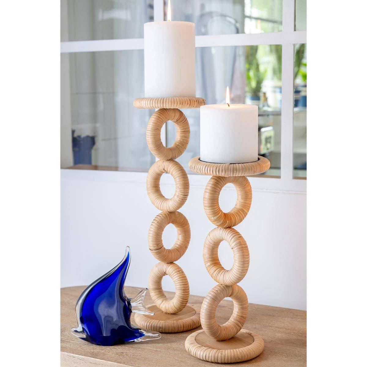 J-Line - Bougeoir en Rotin "Ring" 45cm Naturel - Image 5