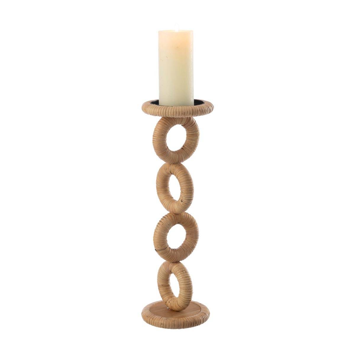 J-Line - Bougeoir en Rotin "Ring" 45cm Naturel - Image 2