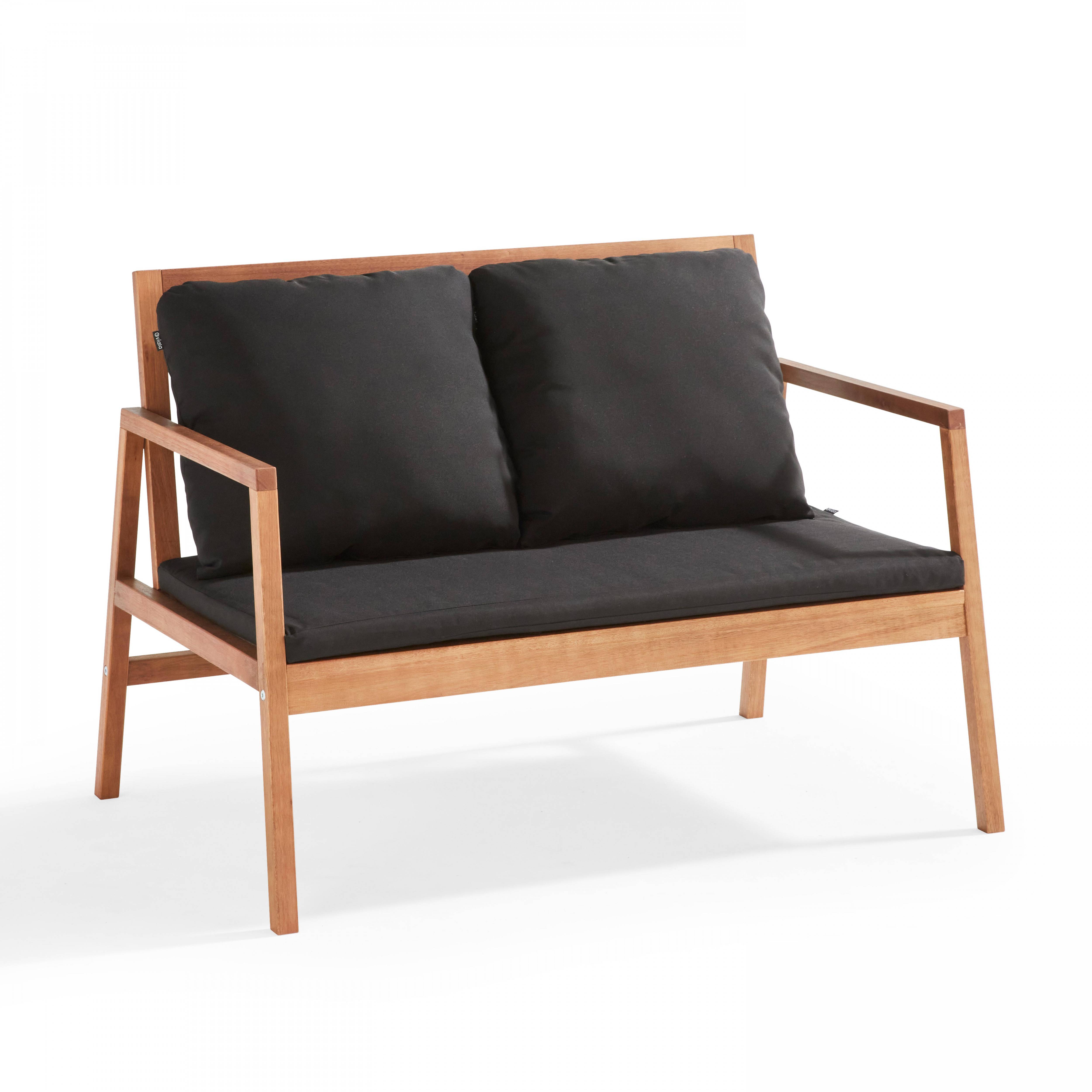 Oviala - Salon de  terrasse bois avec 1 canapé, 2 fauteuils et table basse noir Collioure - Oviala - Image 6