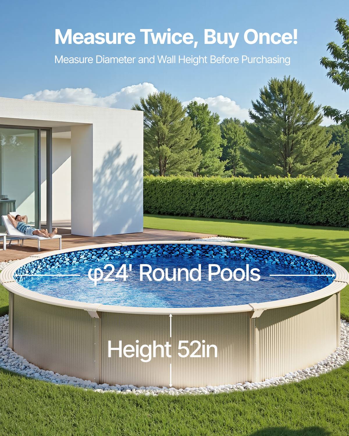 Vevor - VEVOR Revêtement de Piscine Ronde Doublure Durable Style Unibead 732x120 cm - Image 3