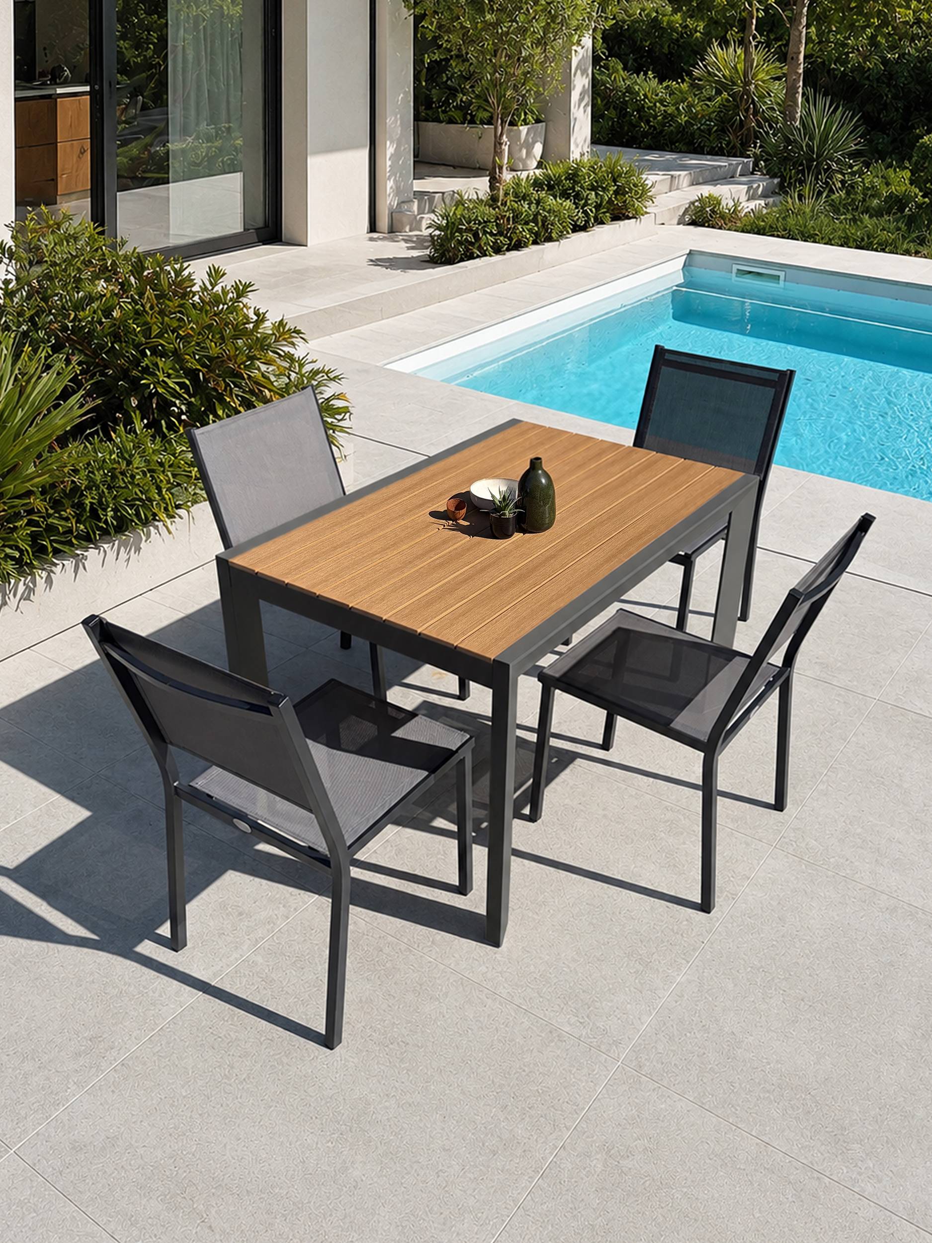 Dcb Garden - Ensemble repas de jardin 4 places en alu - Gris anthracite - TONGA - Image 1