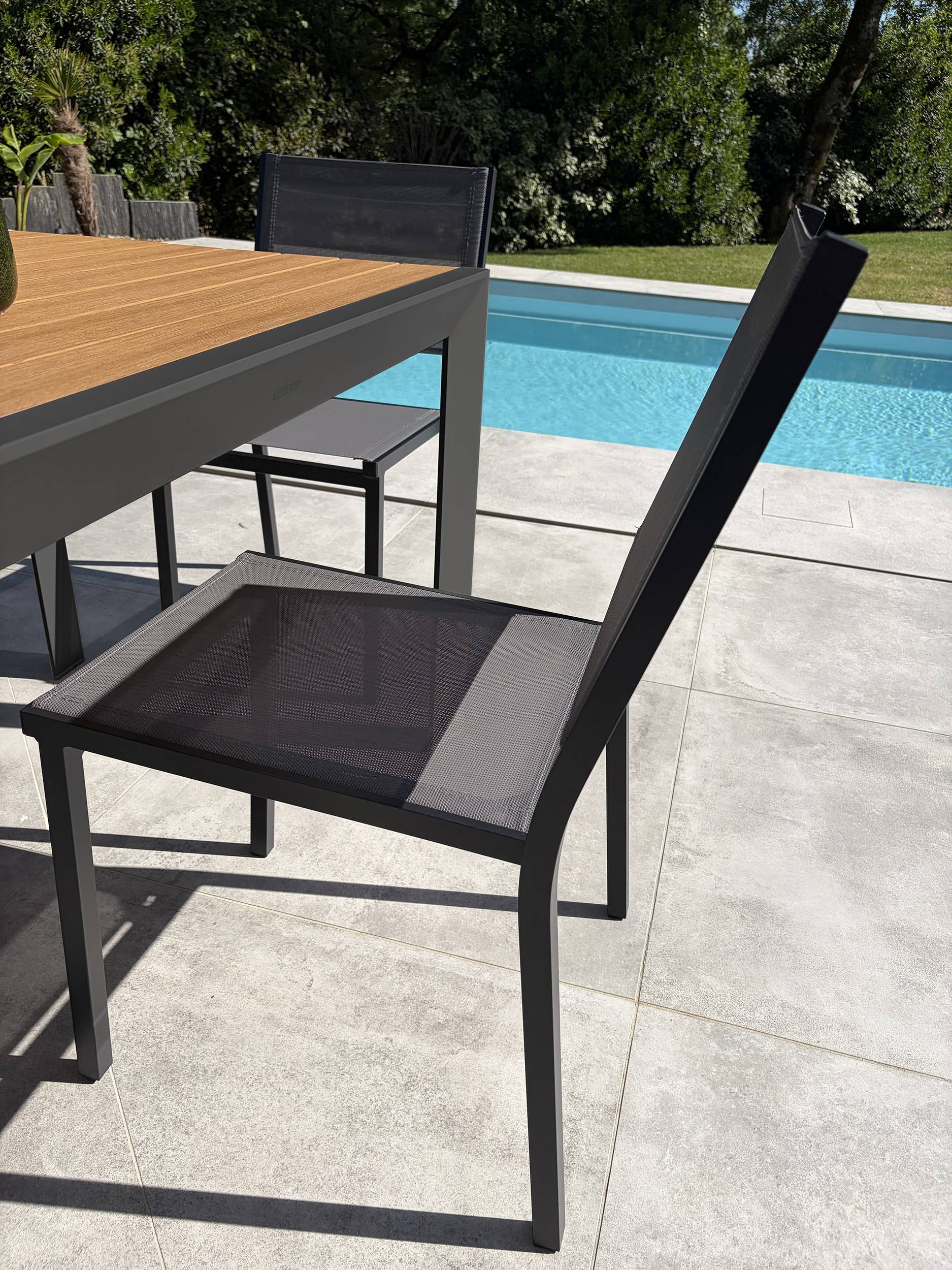 Dcb Garden - Ensemble repas de jardin 4 places en alu - Gris anthracite - TONGA - Image 2