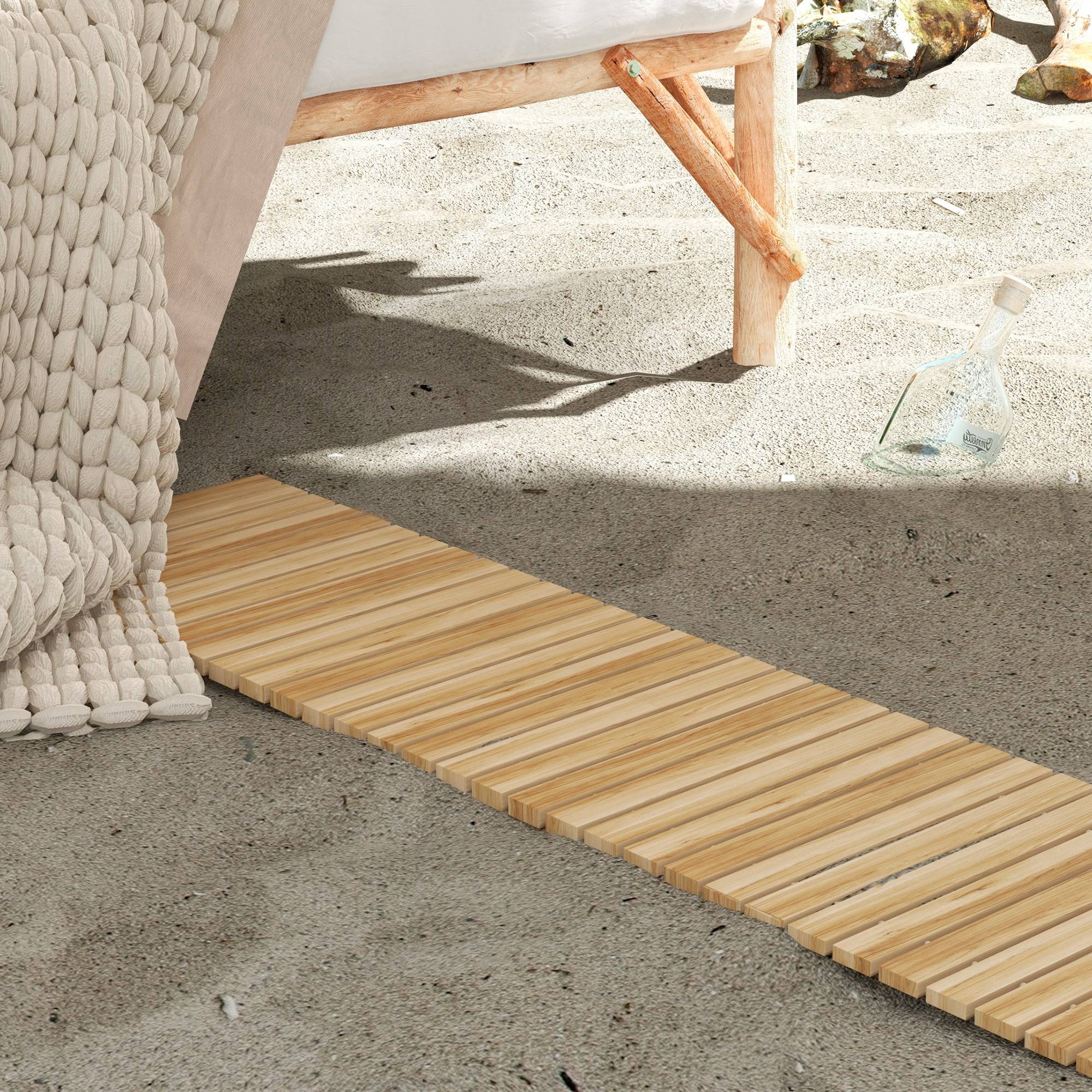 ComfortXL - Chemin de jardin bois de sapin naturel 120 x 38 cm passerelle extérieure enroulable - ComfortXL Outdoor Living - Image 3
