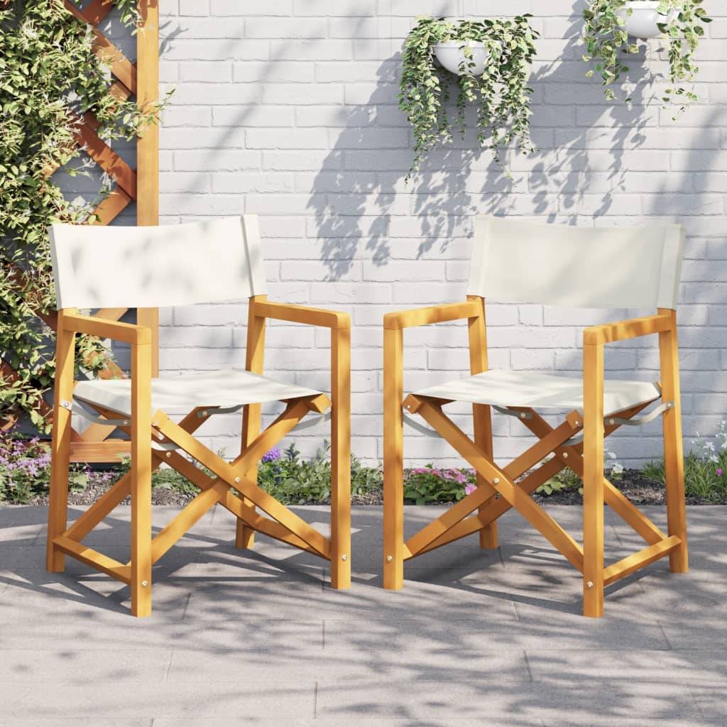 Maison Chic - Lot de 2 Chaises de jardin pliables - Chaises d'extérieur - Chaise pliante de jardin blanc crème tissu-JU12438 - Image 2