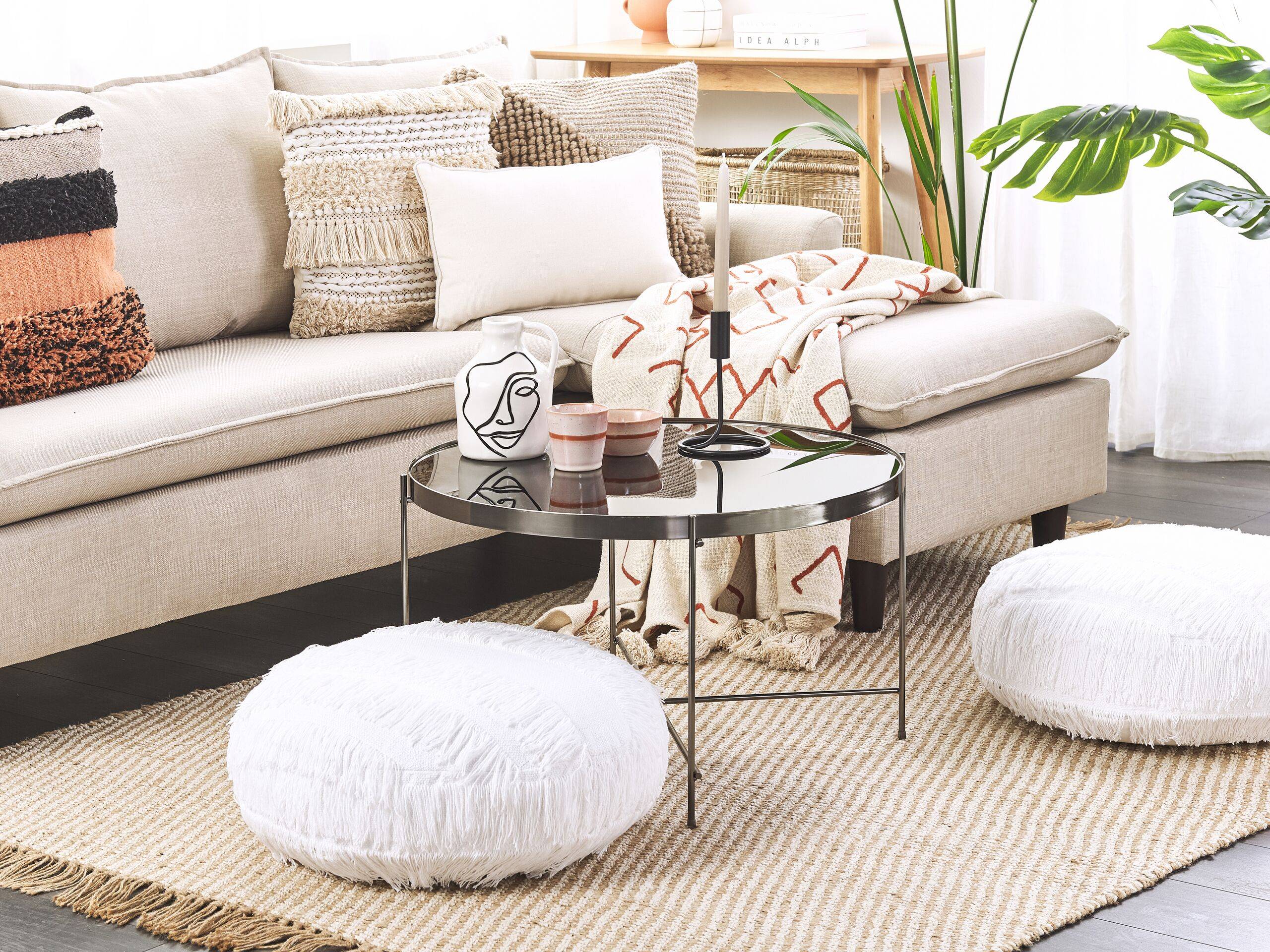Beliani - Coussin de sol Coton Blanc OULAD - 50x50x20- Beliani - Image 1