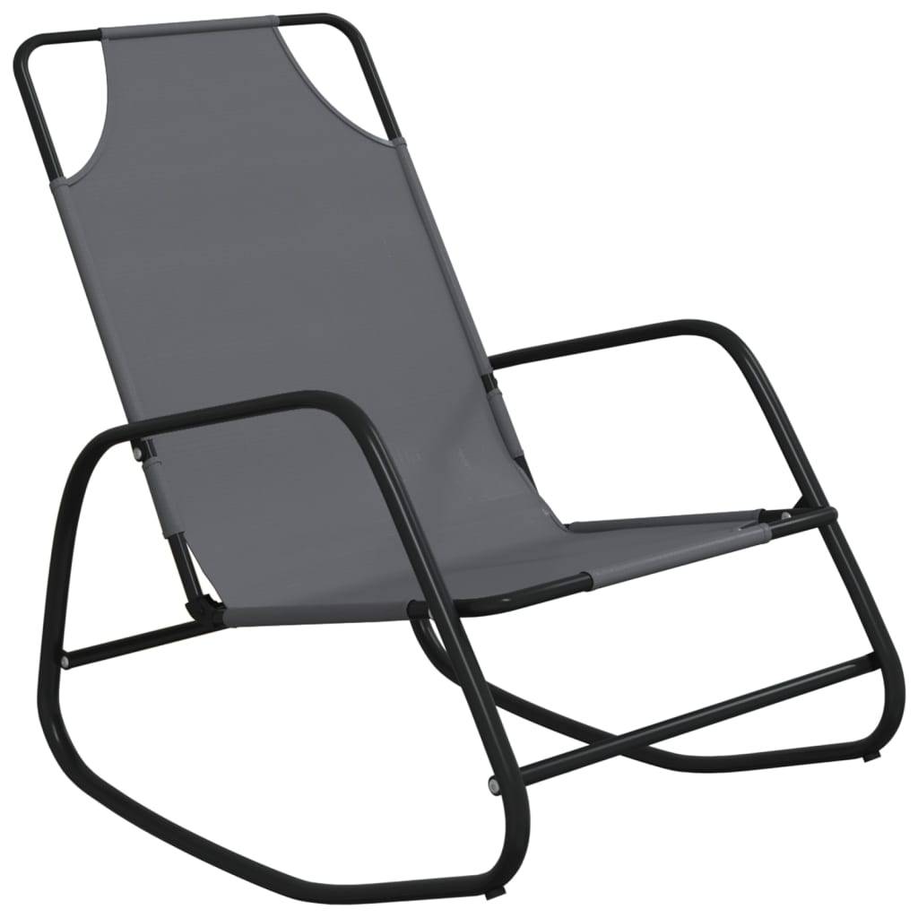 Helloshop26 - Lot de deux chaises longues à bascule acier et textilène gris - Image 2