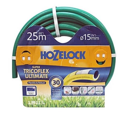 Hozelock - Tuyau d’arrosage multi usage Super Tricoflex Ultimate 15mm - 25m - vert HOZELOCK