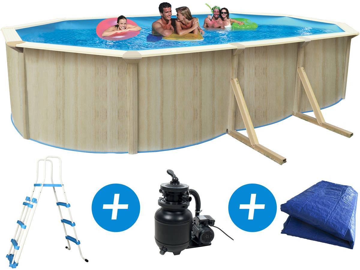 Habitat Et Jardin - Piscine Acier Ovale Aspect Bois "caracas"- 6.10 X 3.60 X 1.20 M -habitat Et Jardin - Image 1
