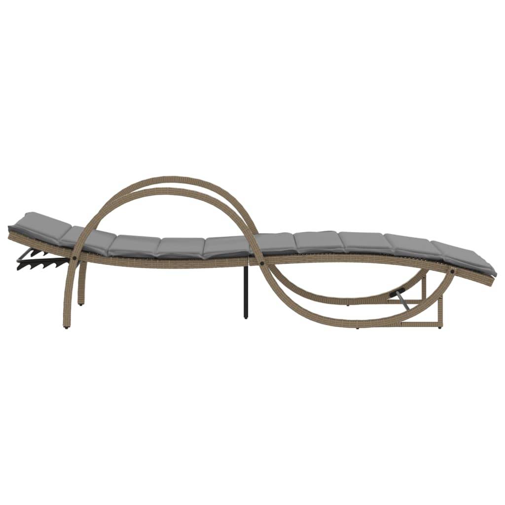 Maison Chic - Bain de soleil - Transat - Chaise longue avec coussin beige 60x199x42 cm résine tressée - MEUBLE PRO-JU6460 - Image 5