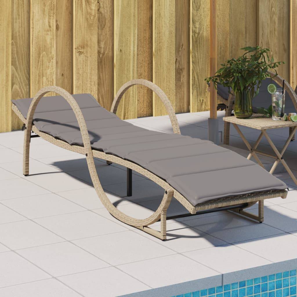 Maison Chic - Bain de soleil - Transat - Chaise longue avec coussin beige 60x199x42 cm résine tressée - MEUBLE PRO-JU6460 - Image 2