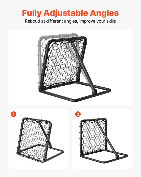 Vevor - VEVOR Filet de rebond football 86,5x86x85 cm, cadre fer épais, angle réglable, pliable et portable, kit complet pour entraînement et jeu. - Image 3