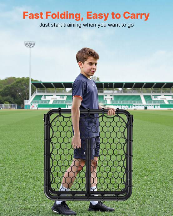 Vevor - VEVOR Filet de rebond football 86,5x86x85 cm, cadre fer épais, angle réglable, pliable et portable, kit complet pour entraînement et jeu. - Image 7