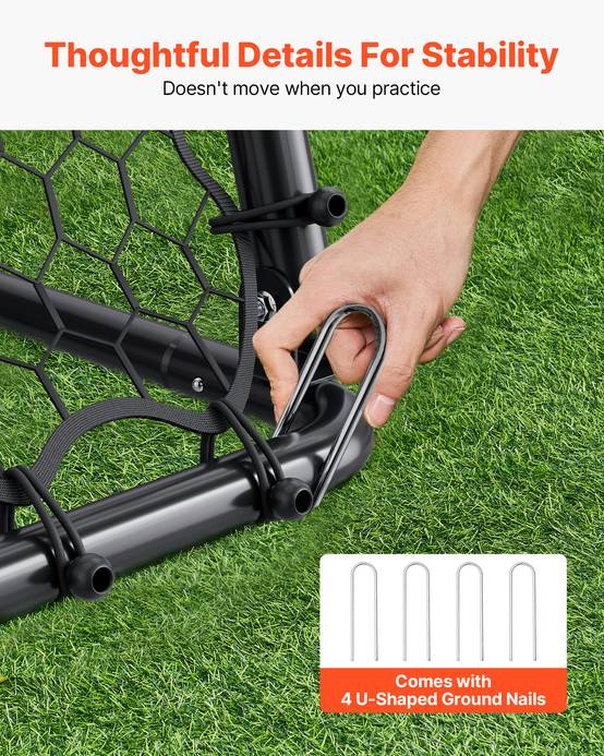 Vevor - VEVOR Filet de rebond football 86,5x86x85 cm, cadre fer épais, angle réglable, pliable et portable, kit complet pour entraînement et jeu. - Image 5