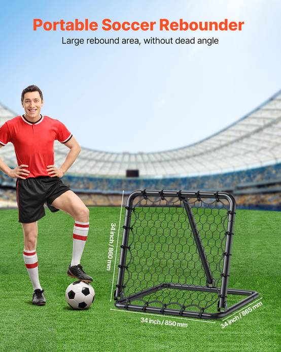 Vevor - VEVOR Filet de rebond football 86,5x86x85 cm, cadre fer épais, angle réglable, pliable et portable, kit complet pour entraînement et jeu. - Image 2