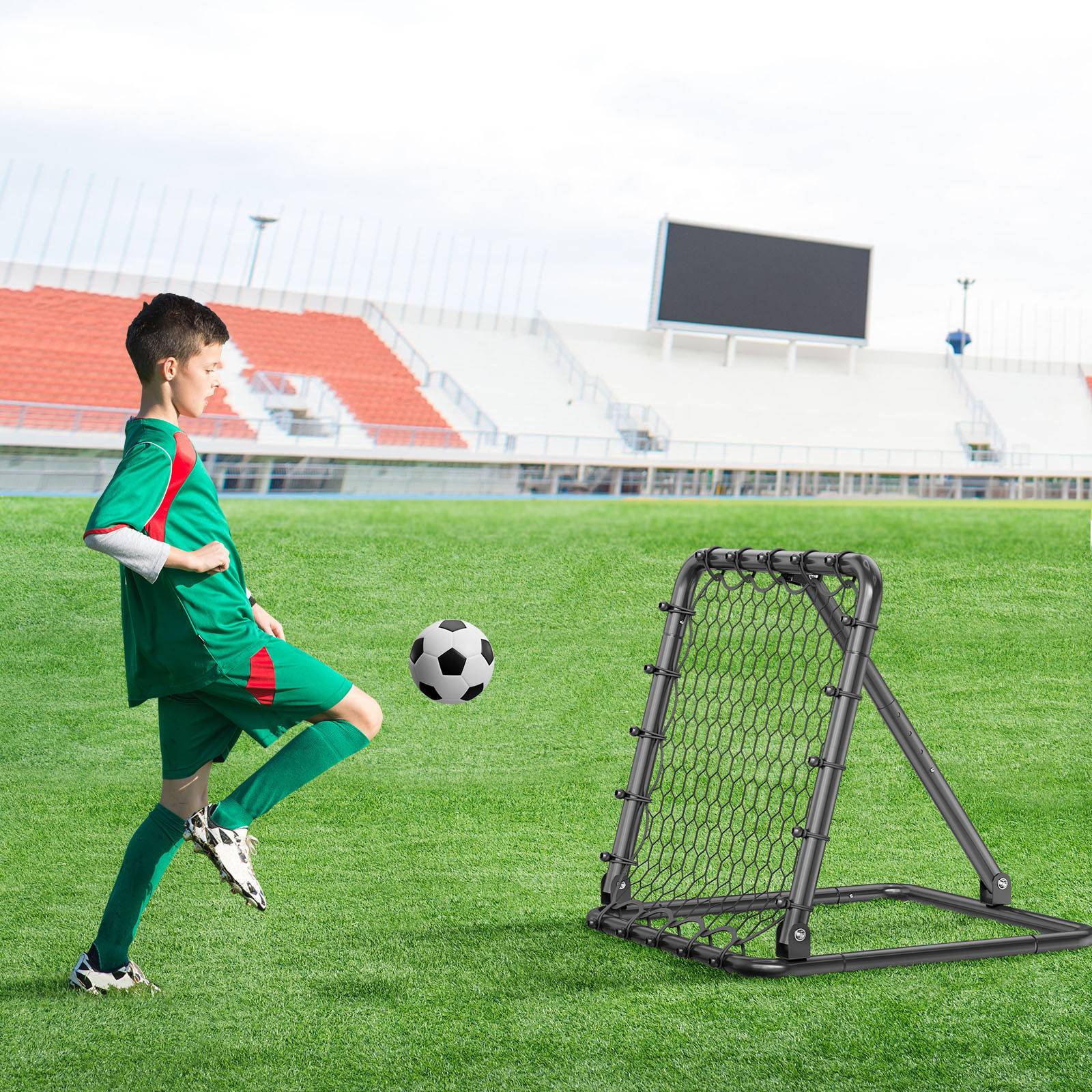Vevor - VEVOR Filet de rebond football 86,5x86x85 cm, cadre fer épais, angle réglable, pliable et portable, kit complet pour entraînement et jeu. - Image 8