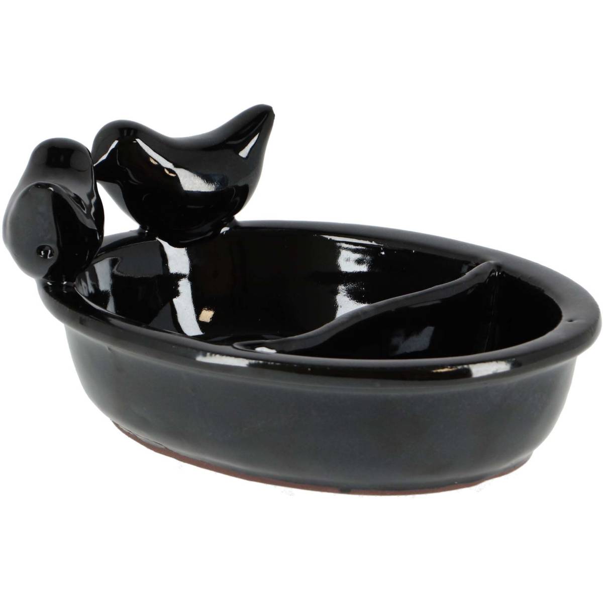 Esschert Design - Bain oiseau en terre cuite noire Oiseaux - Image 1