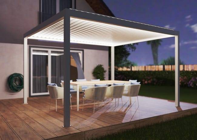 Pergola Bioclimatique Aluminium Autoportante Motorisée Éclairée 4x3,5 Blanc SV ORIAL France - Image 7