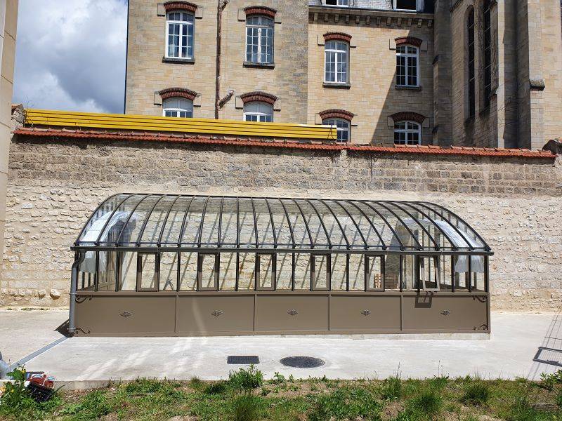 7m² - Serre en tuile de verre à l'ancienne - Eléonore Soubassement - Aluminium - 7m²  - Gris sable - L'atelier Des Serres - Image 8