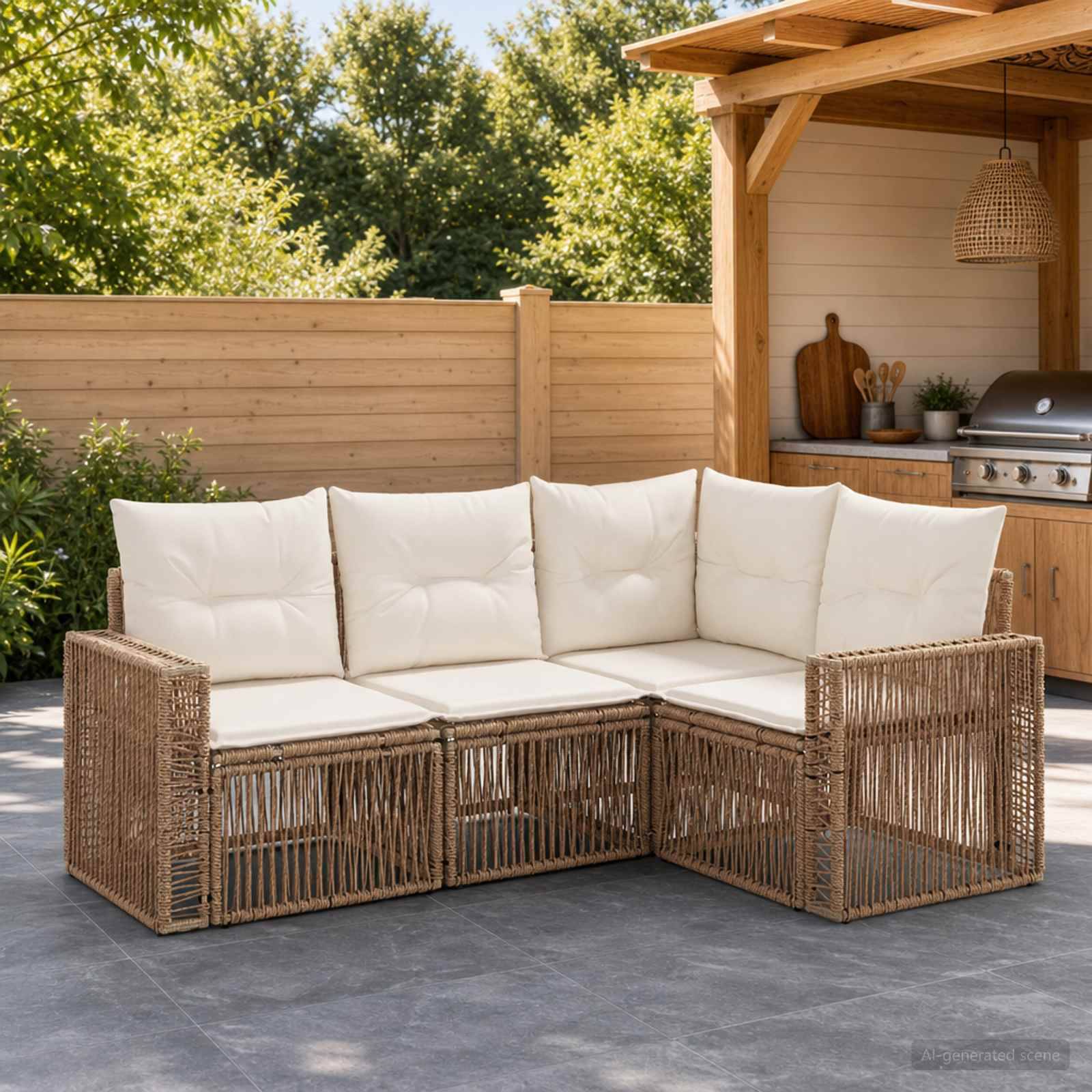 Vidaxl - Ensemble de canapé de jardin 4 pcs-Salons de jardin 4 place Beige et blanc crème 184245 - Image 1