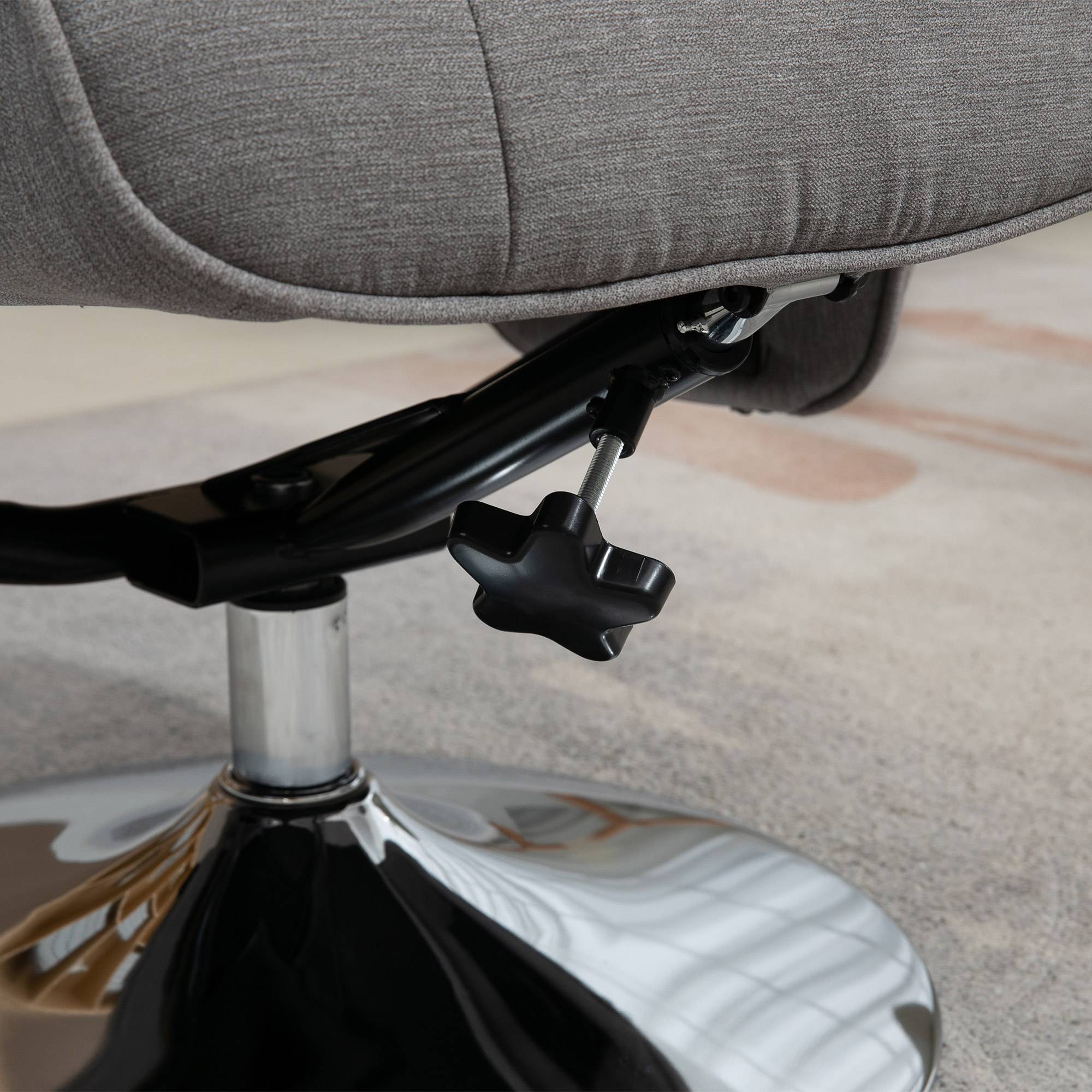 Sans Marque - Fauteuil relax inclinable 135° pivotant 360° avec repose-pieds revêtement tissu gris - Image 10