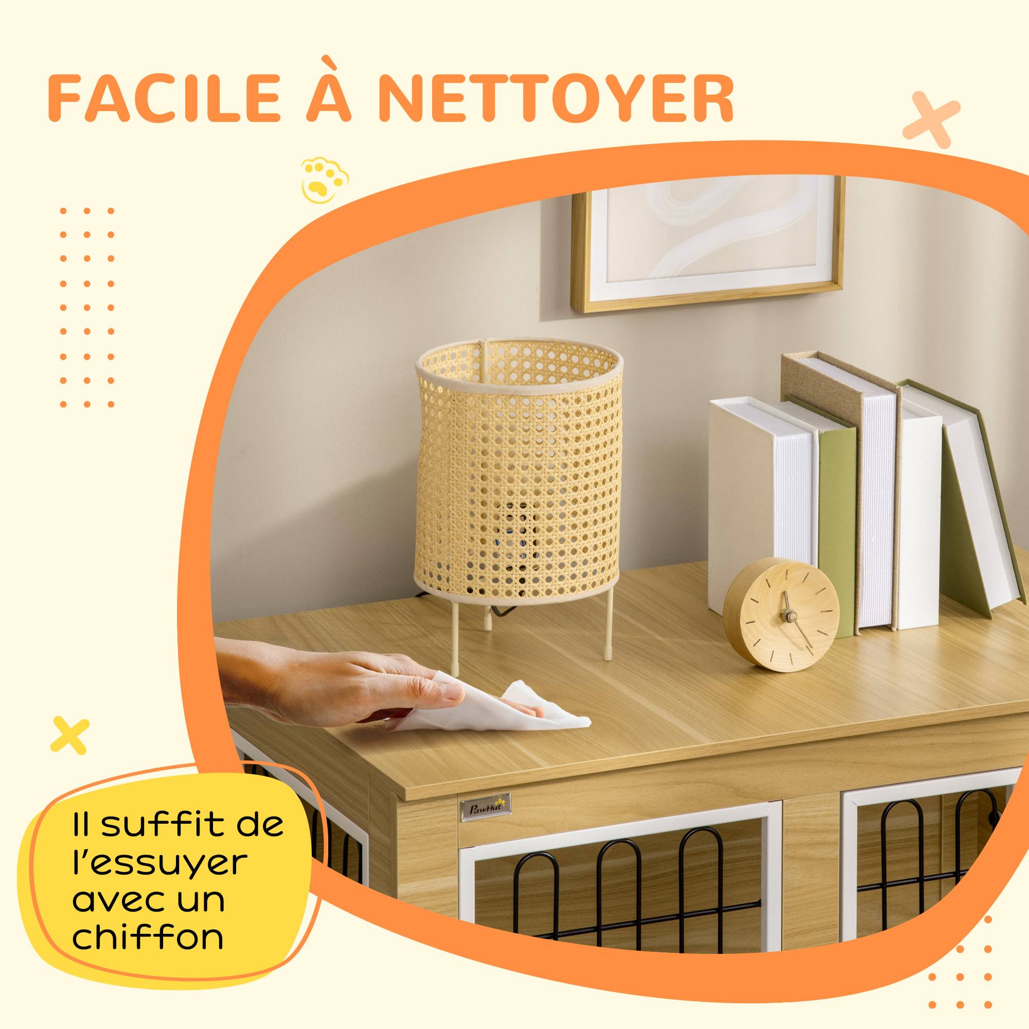 Sans Marque - Cage pour chien animaux cage de chien sur pied avec coussin amovible acier aspect bois 90 x 58 x 65 cm - Image 9