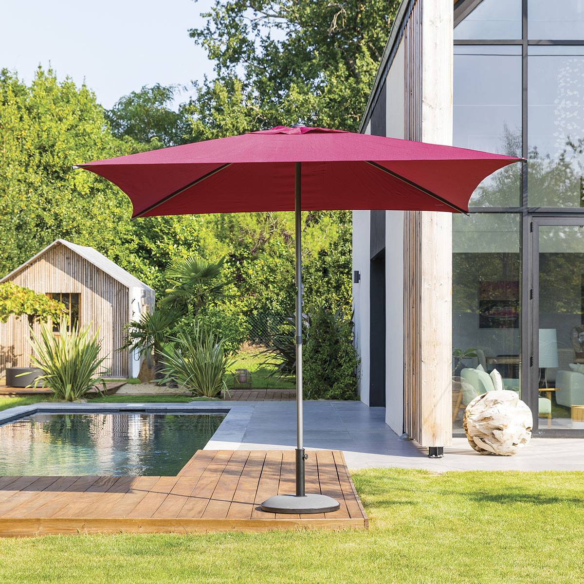 Hesperide - Parasol droit carré "Soya" bordeaux D2,5x2,5m en acier Hespéride - Image 1