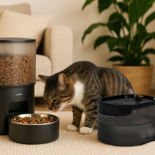 Livoo - Distributeur de croquettes et fontaine pour chat et petit chien - Image 1