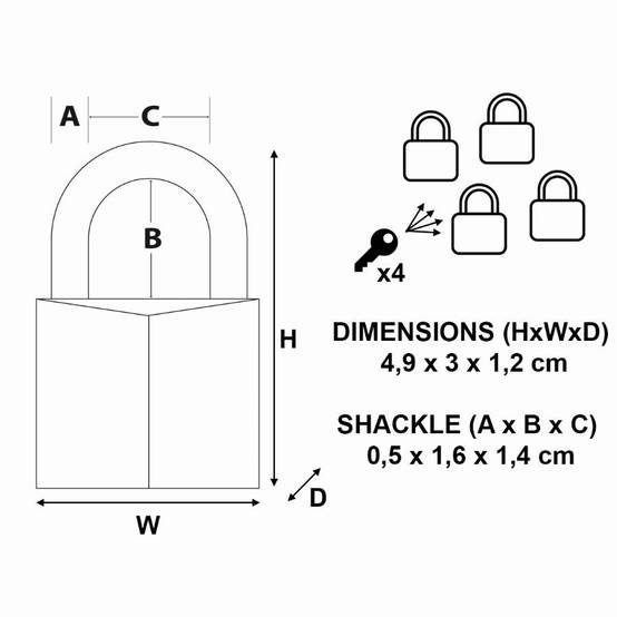 Cadenas en laiton massif MASTERLOCK 30 mm - Lot de 4 - 130EURQNOP - Image 3
