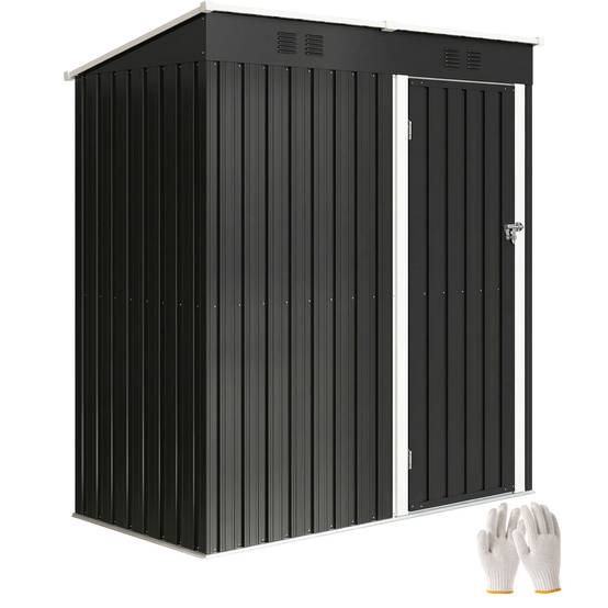 Abri de jardin extérieur 1,37 m² (163 x 90 x 179 cm) avec porte à loquet et aérations, gris foncé - Image 1
