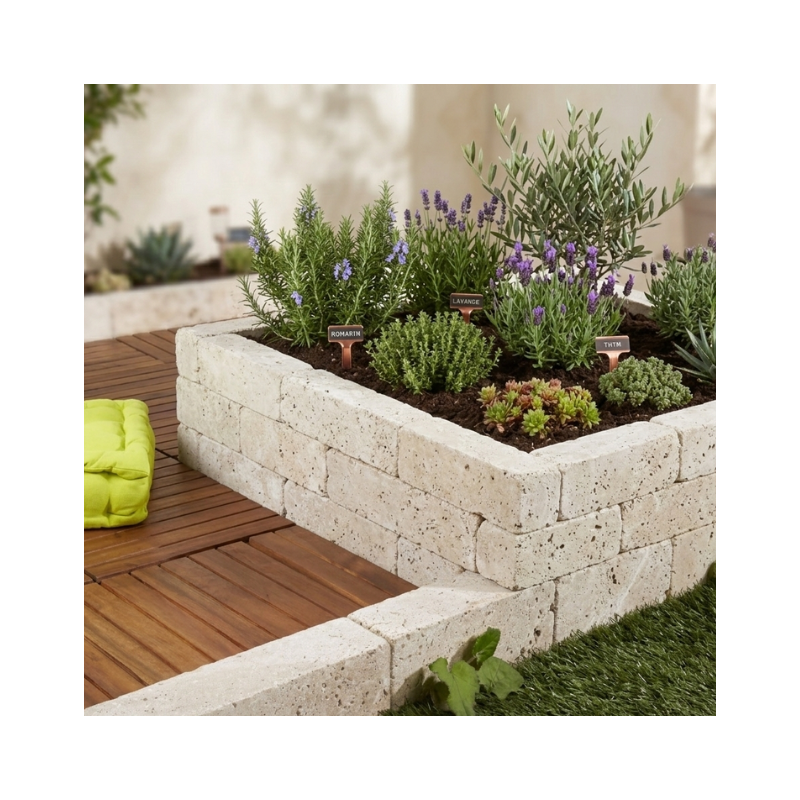 Jardinex - Bordure de jardin travertin 30 x 10 x 10 cm - Beige  (Lot de 30) - Jardinex - Image 5
