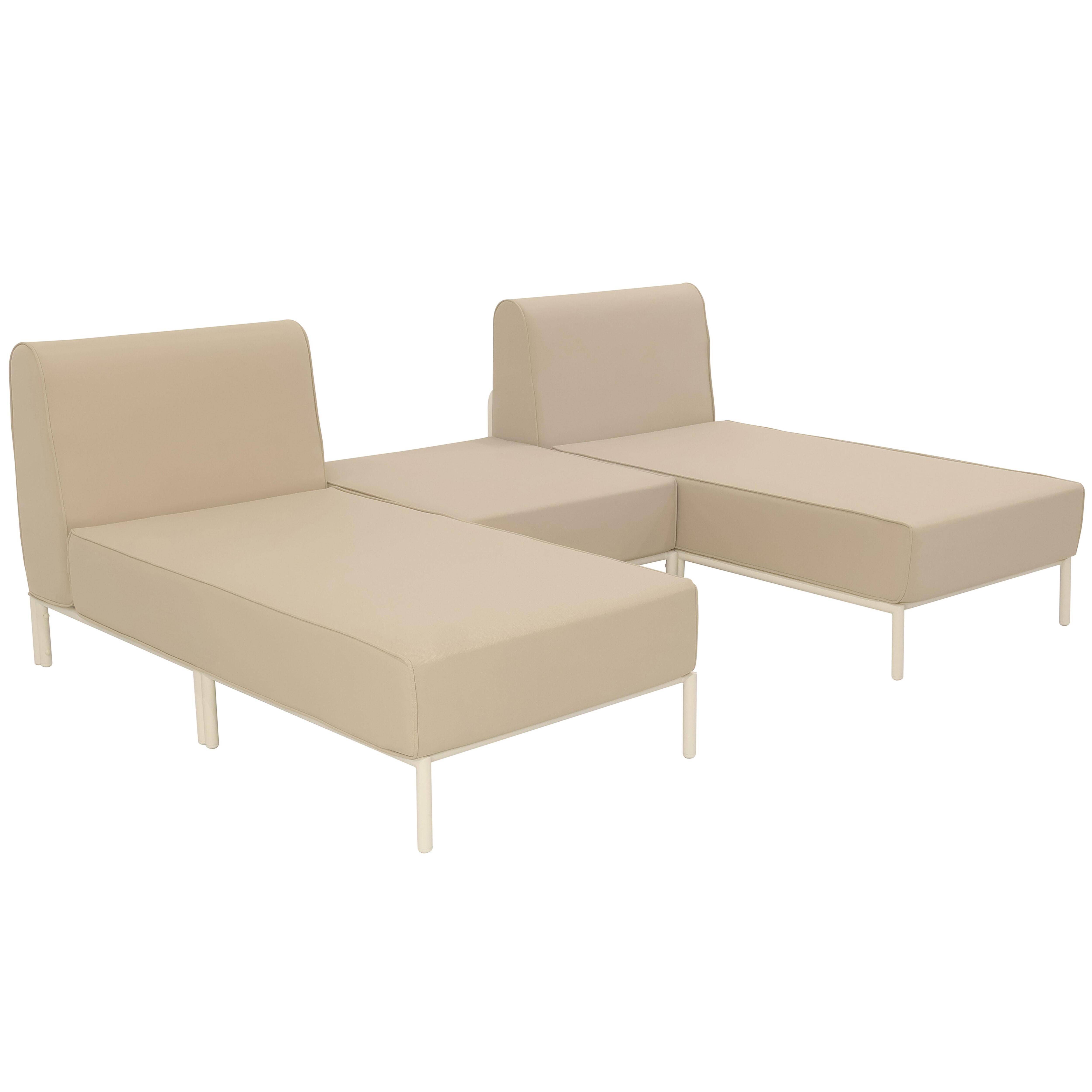 Oviala - Salon de jardin bas modulable uni 3 places beige Patio - Oviala - Image 1