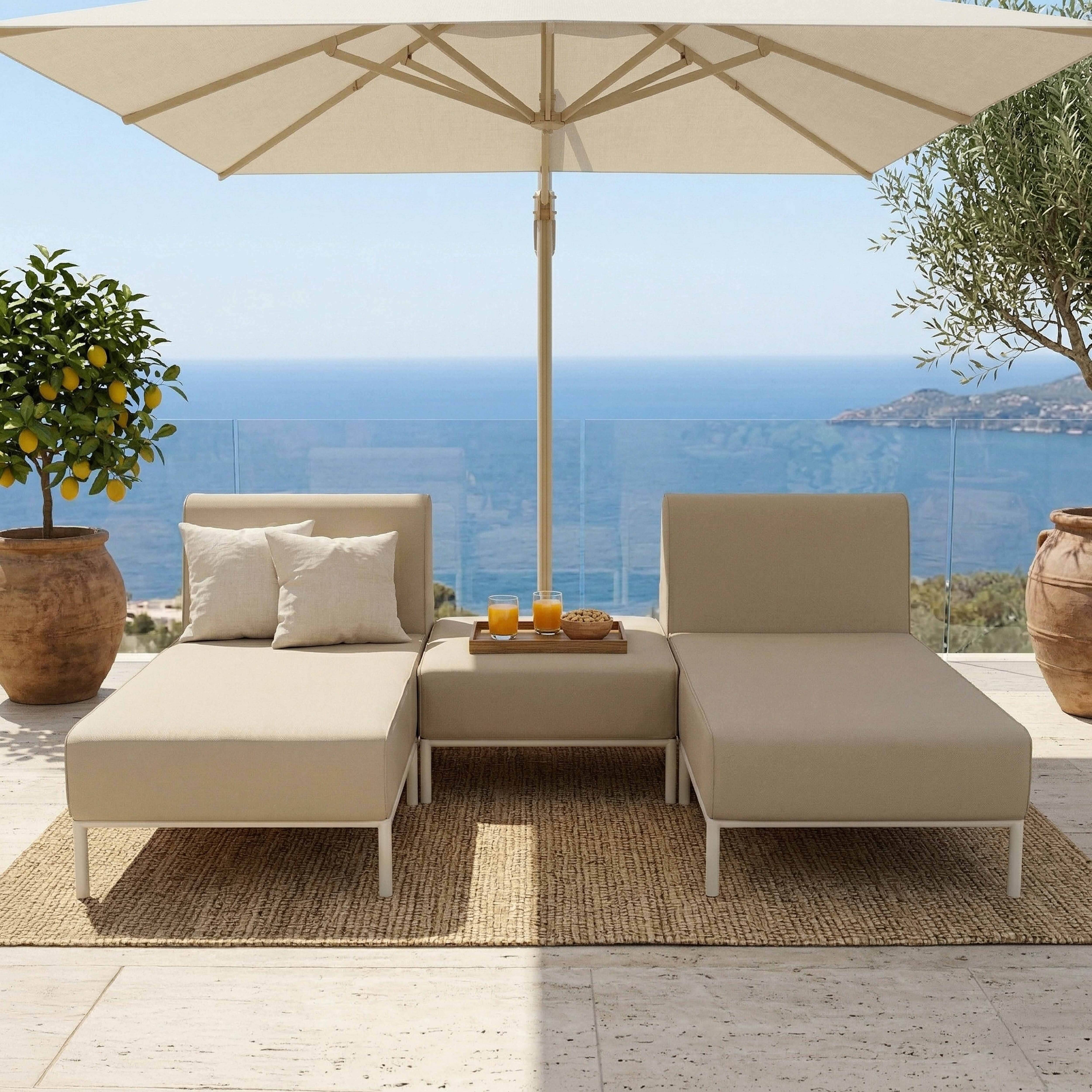 Oviala - Salon de jardin bas modulable uni 3 places beige Patio - Oviala - Image 5