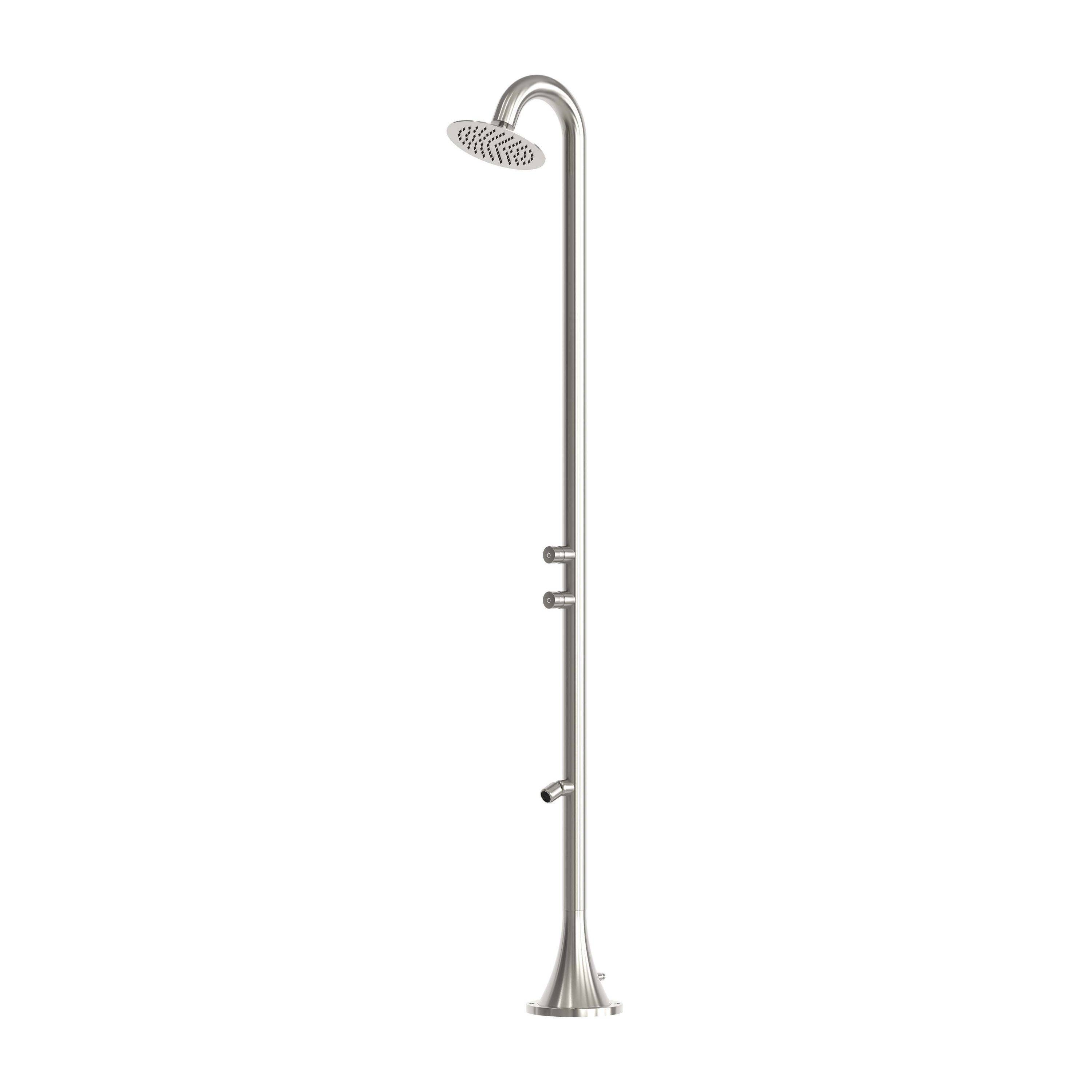 Douche inox 316L satinee a double bouton temporise pour exterieurs et jardins - Image 2