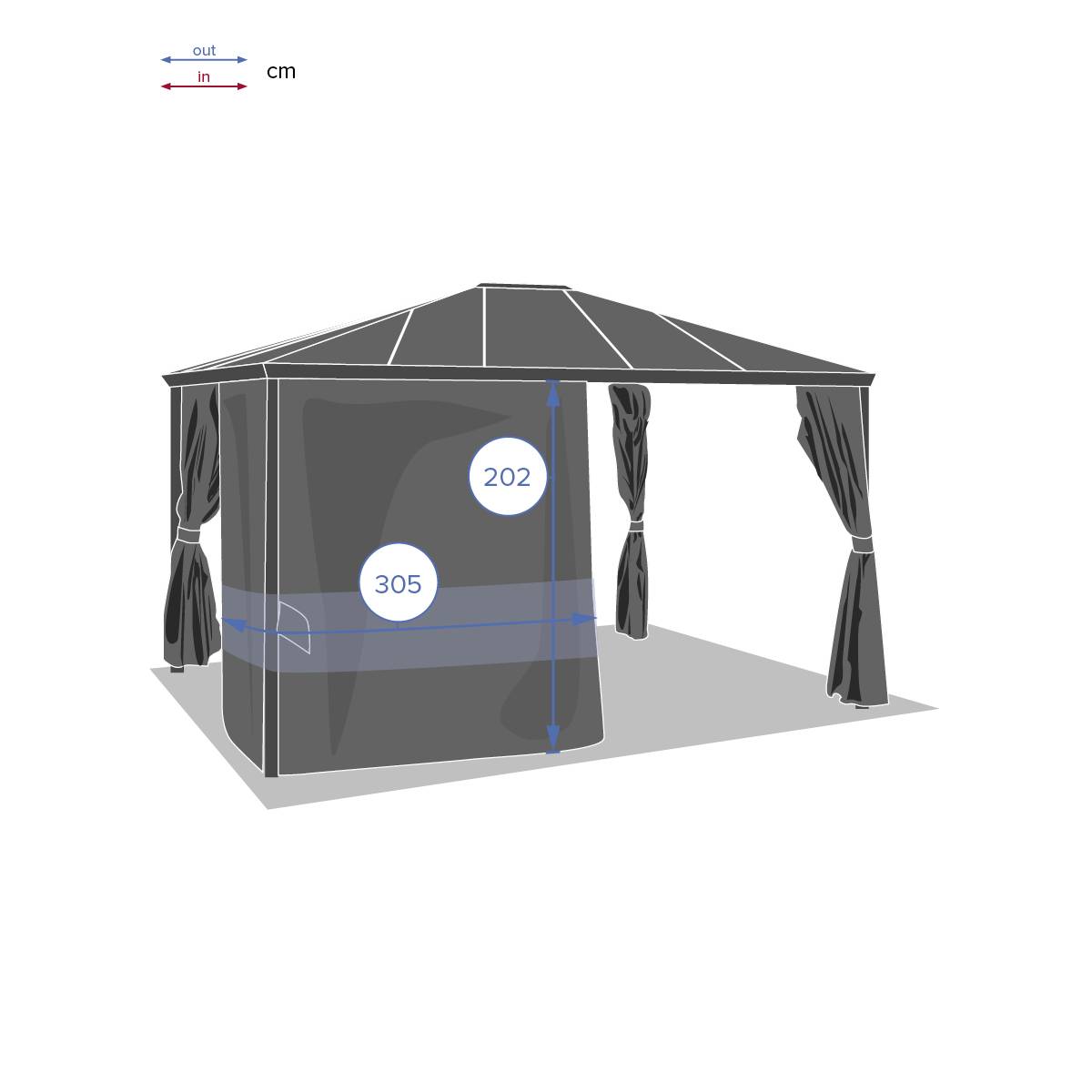 Hesperide - Rideaux pour pergola "Belize" 3,6x3m ardoise en polyester - Hespéride - Image 4