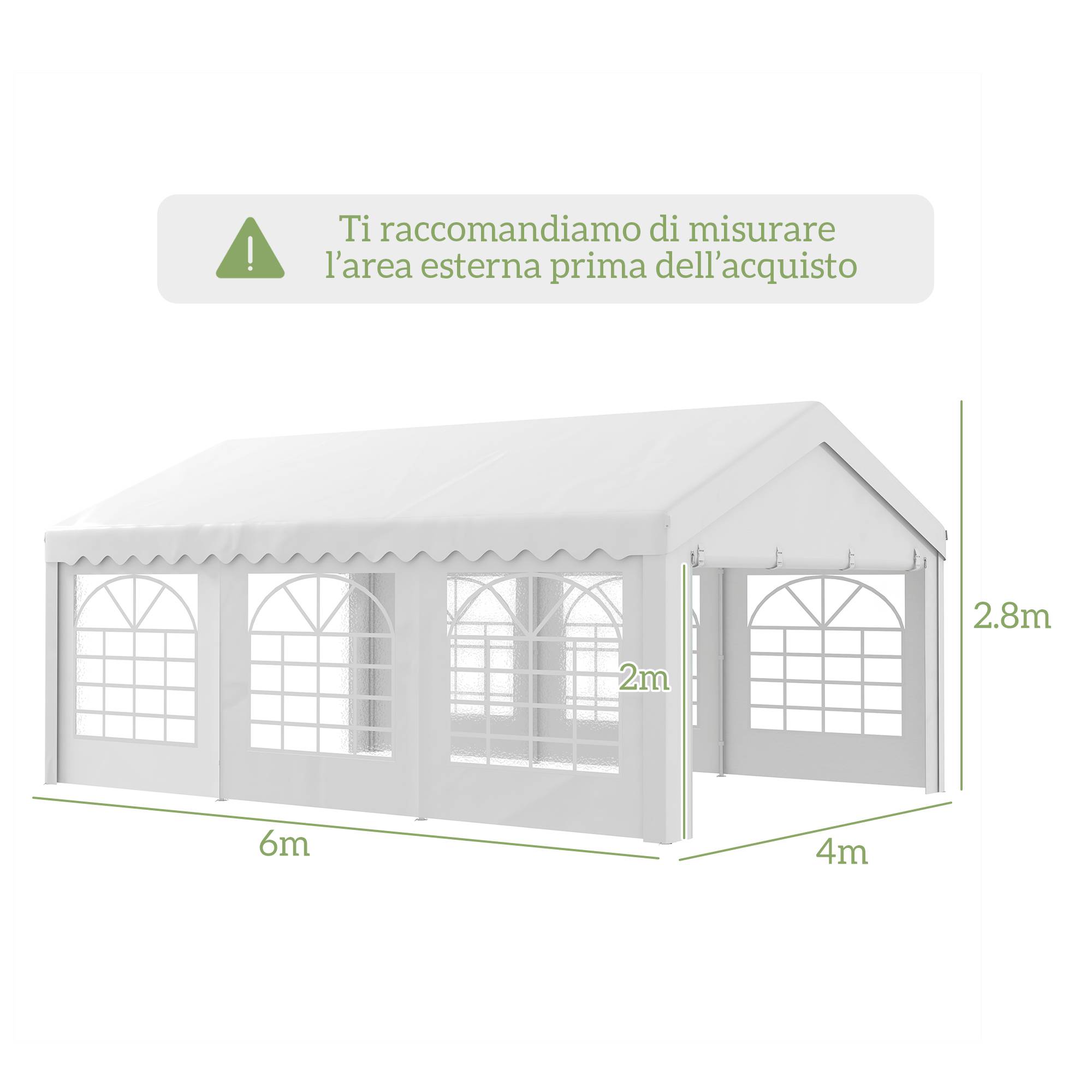 Tente de Réception Acier Événements Rideaux Fenêtres Amovibles 6x4m Blanc - ComfortXL Outdoor Living - Image 5