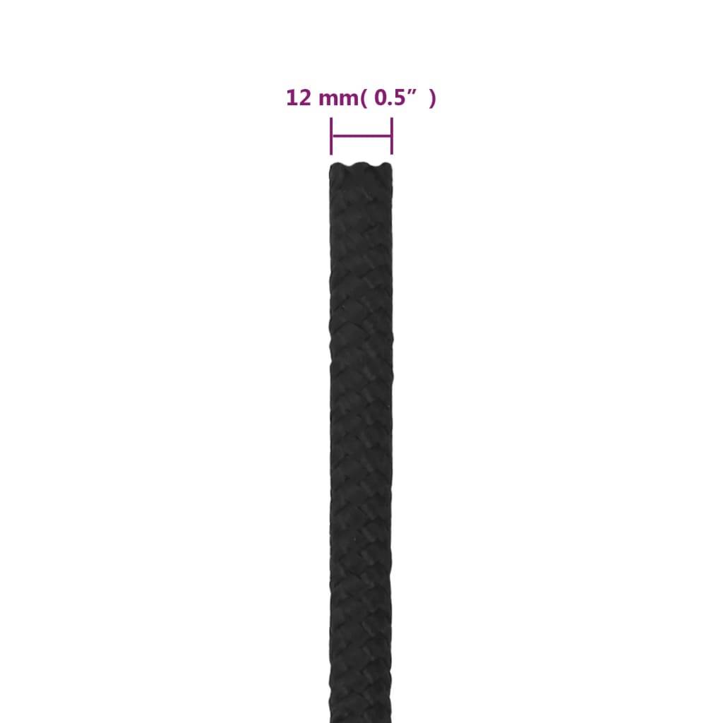 Corde de bateau Noir complet 12 mm 100 m Polypropylène Maison Chic - Image 6