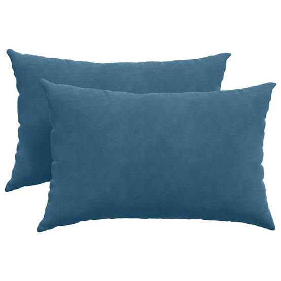 Lot de 2 Coussins de Canapé Velours Côtelé Housses Lavables pour Décoration de Salon Bleu 60x40 cm – ComfortXL Outdoor Living - Image 2