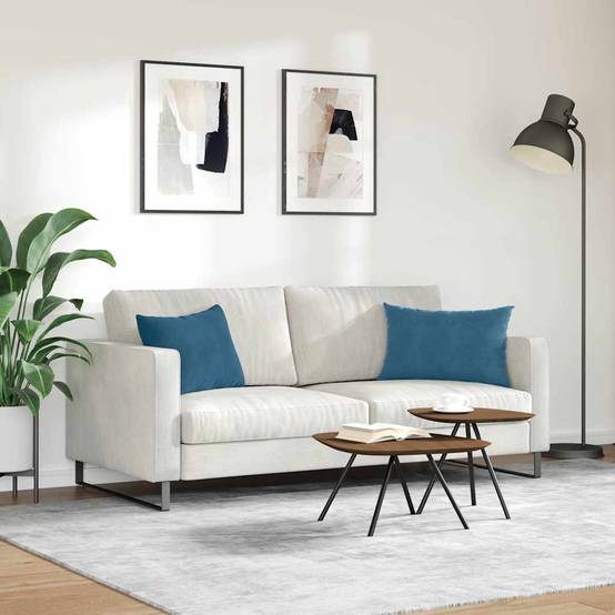 Lot de 2 Coussins de Canapé Velours Côtelé Housses Lavables pour Décoration de Salon Bleu 60x40 cm – ComfortXL Outdoor Living - Image 4