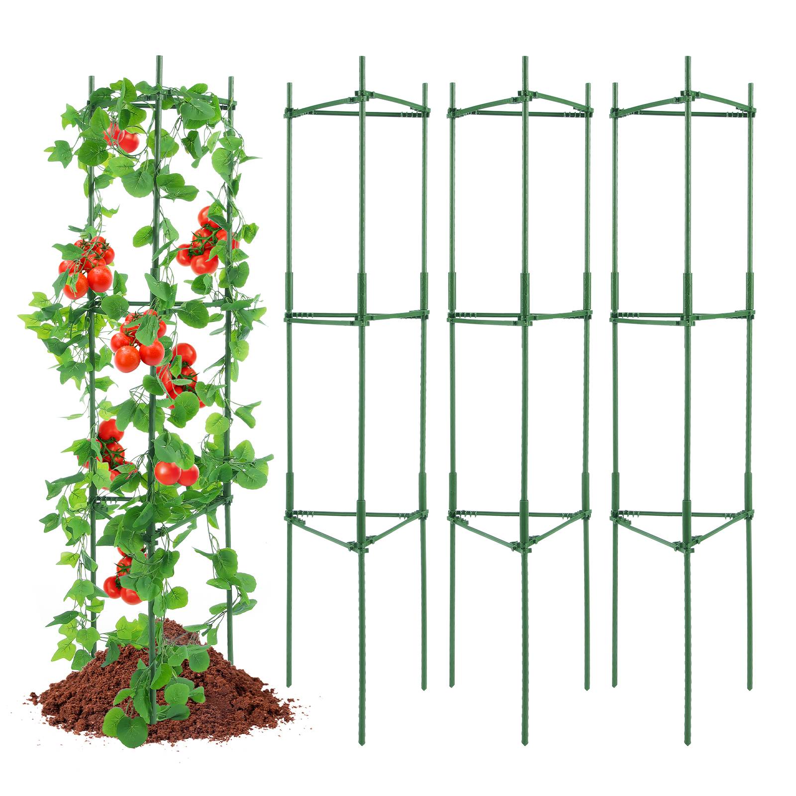 VEVOR Cages tomates jardin, lot 4, 160 cm, support treillis, plantes grimpantes. - Image 1